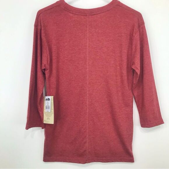 Kavu SALMA Red Rust 3/4 Sleeve Performance Athleisure Pullover T Shirt NEW - Picture 5 of 16